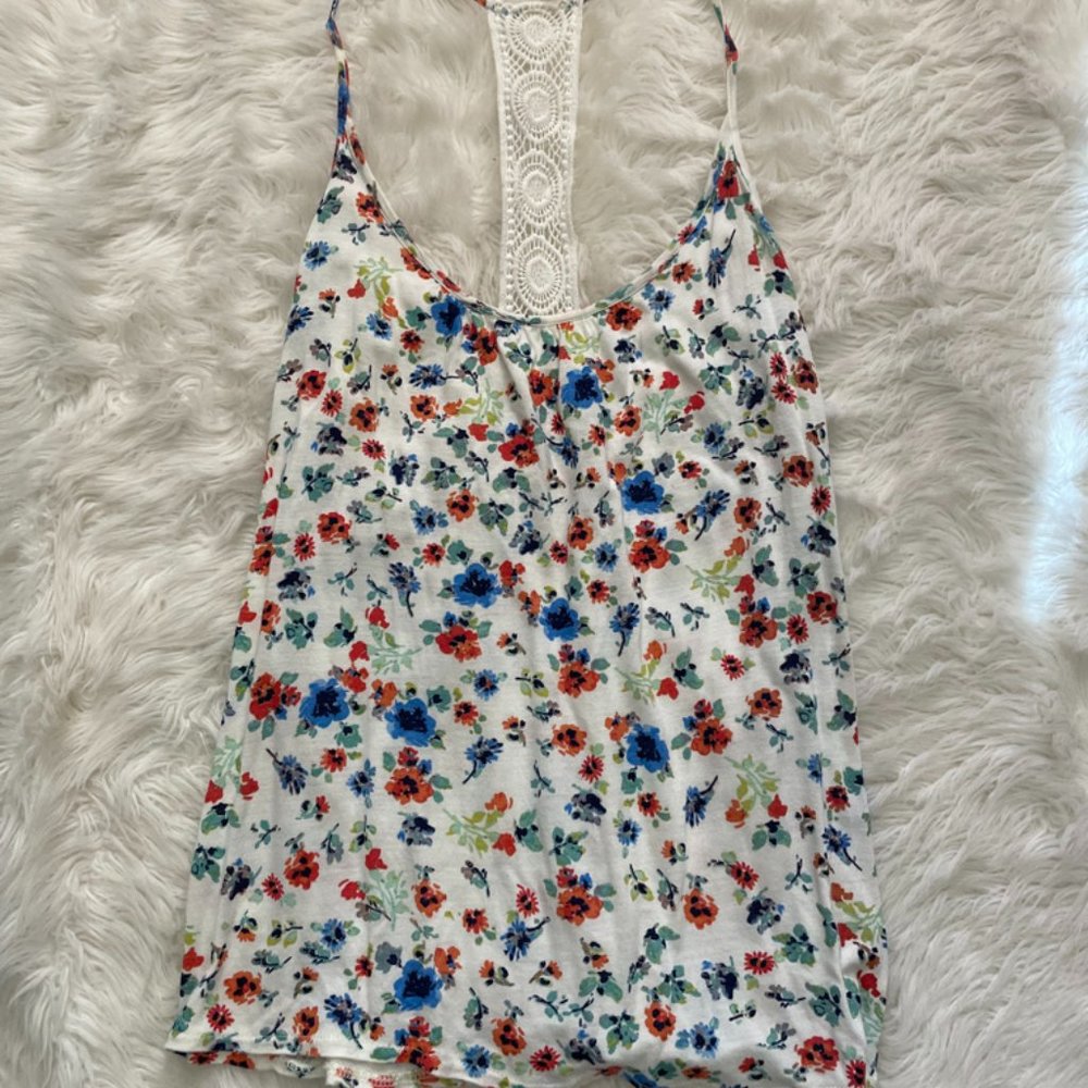 O'Neill Spring Dreams Crochet Racerback Camisole White Multicolor Flowers Large